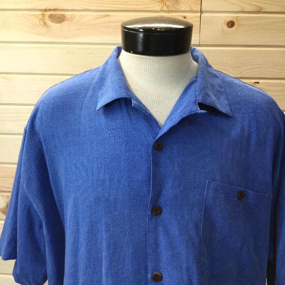Joe Marlin Silk Hawaiian Shirt Blue XXL